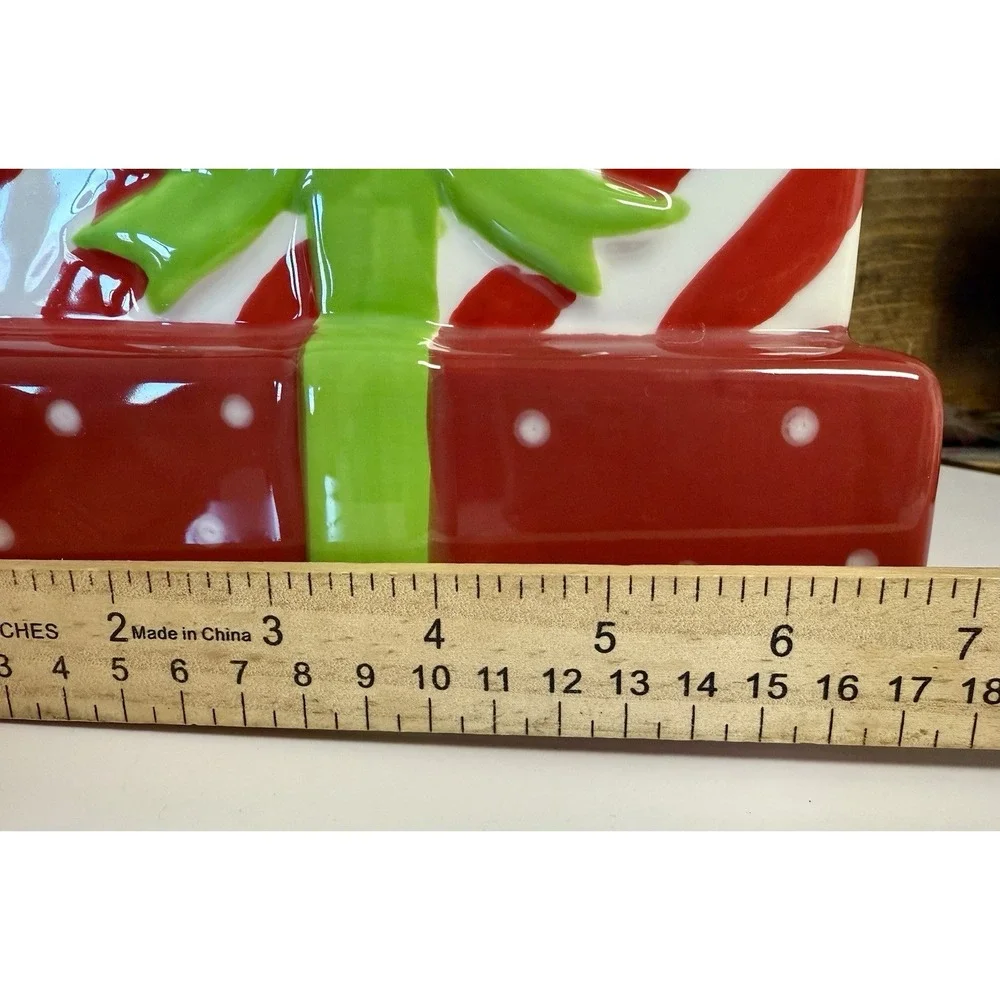 Sleigh Bell Bistro Christmas Cookie Jar‎ Stacked Presents Ceramic Holiday Decor